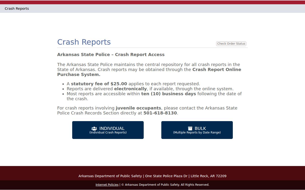 Pulaski County arrest lookup Arkansas crash report portal