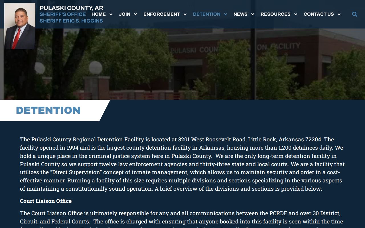 Pulaski County criminal history Regional Detention Facility records