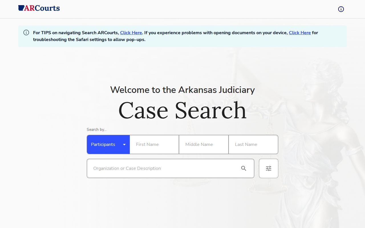 Pulaski County criminal history Search ARCourts case interface