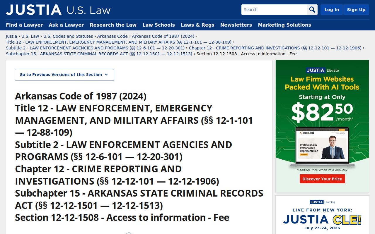 Arkansas dissemination law relevant to Pulaski County sex offender records