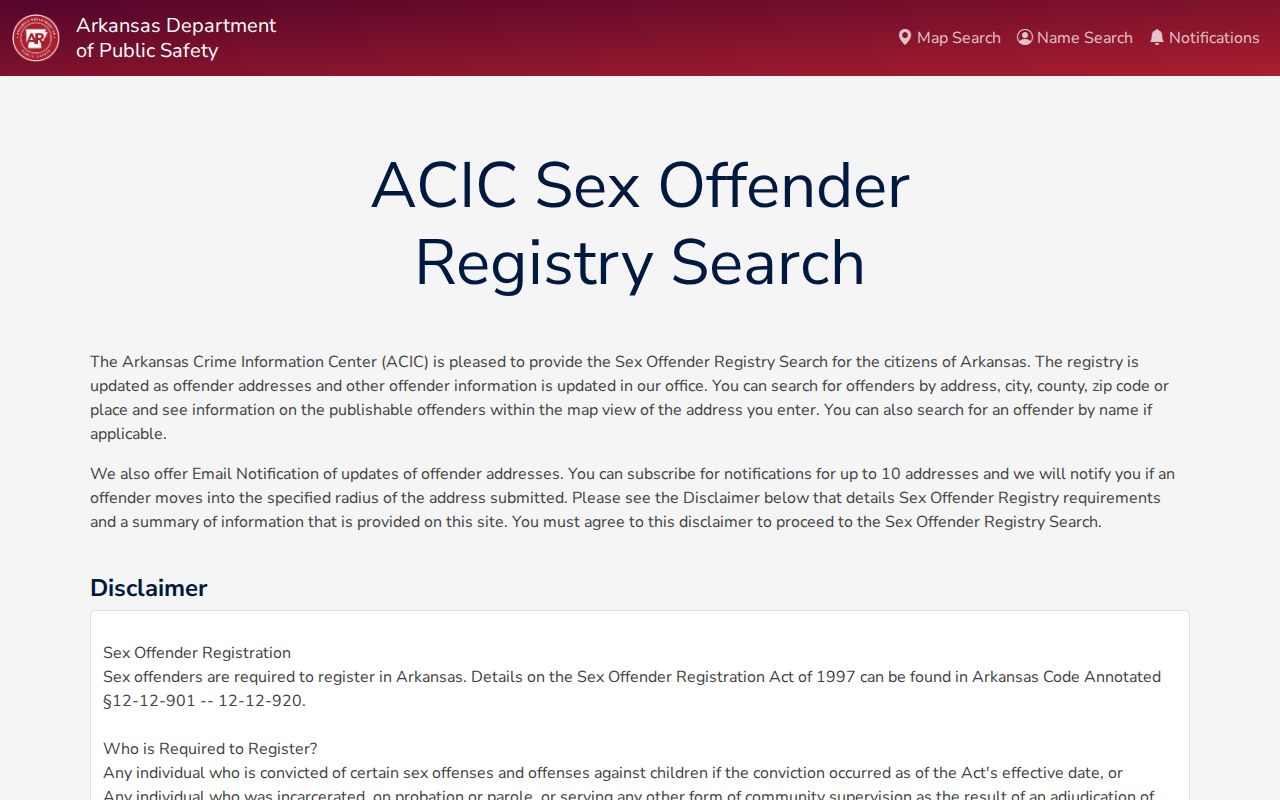 Pulaski County sex offender search on the Arkansas registry